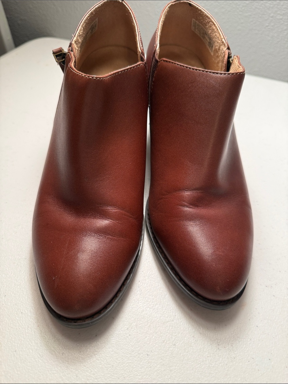 Vionic Chestnut Leather Ankle Booties